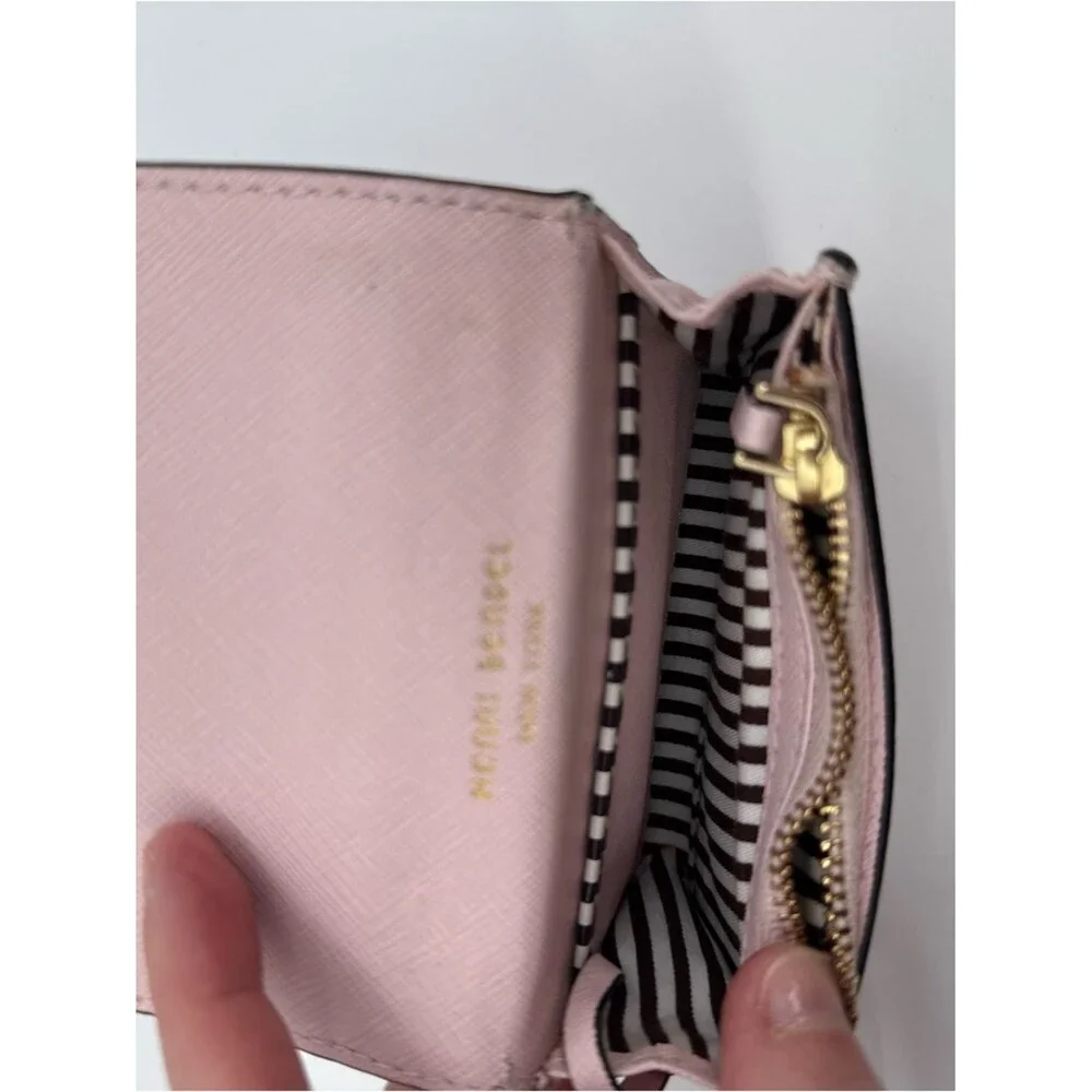 Henri Bendel Leather Pink ID Wallet Key Ring Cardholder *Retired* Dust Bag